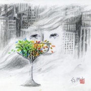 詩圖兩幅：陌生城訪久別的老朋友、高空走索