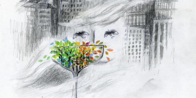 詩圖兩幅：陌生城訪久別的老朋友、高空走索